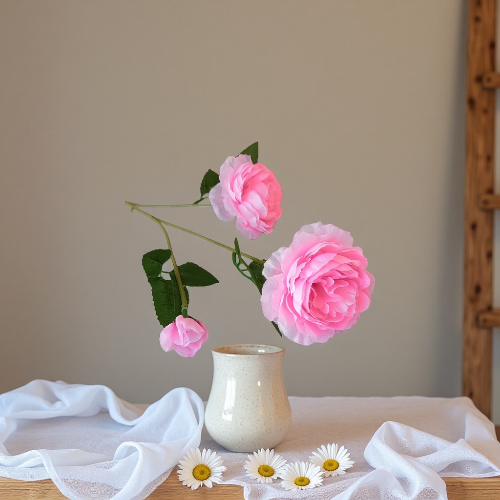 Pink rose flower decorative ornaments for home bedroom, living room and tabletop floral art decoration