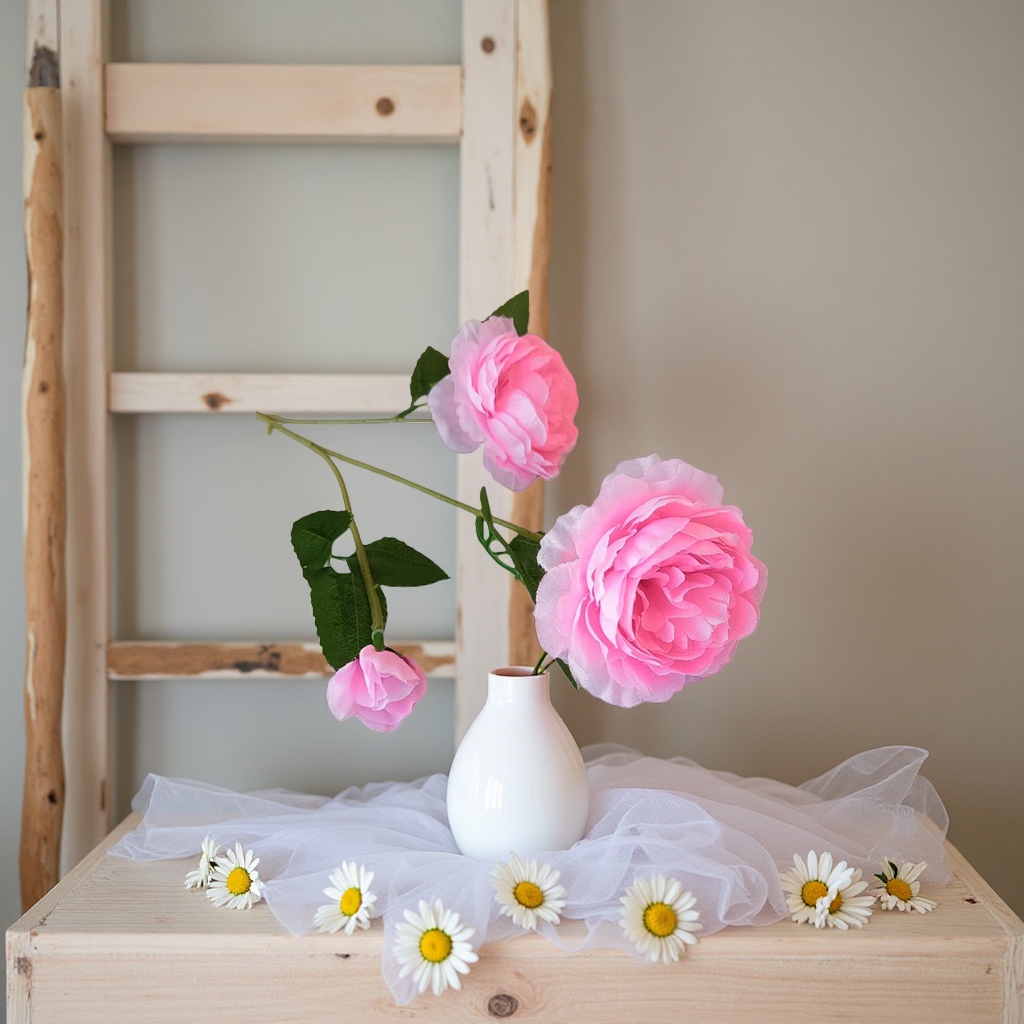 Pink rose flower decorative ornaments for home bedroom, living room and tabletop floral art decoration details Picture