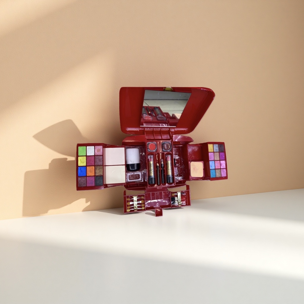 The red cosmetic box cosmetic set gift box contains multi-functional moisturizing, whitening and oil-control care details Picture