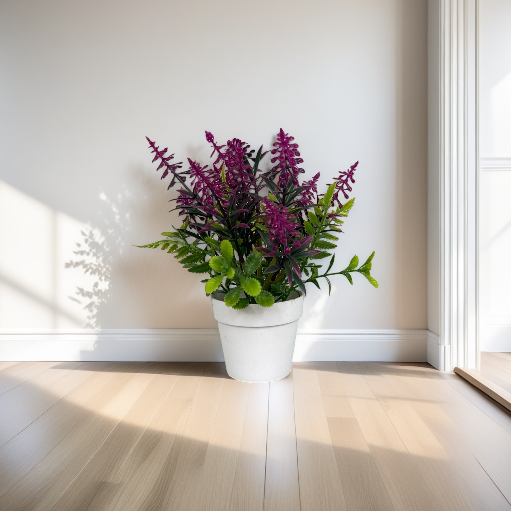 Purple flower potted plants, indoor ornamental green plants, balcony decorative flowers
