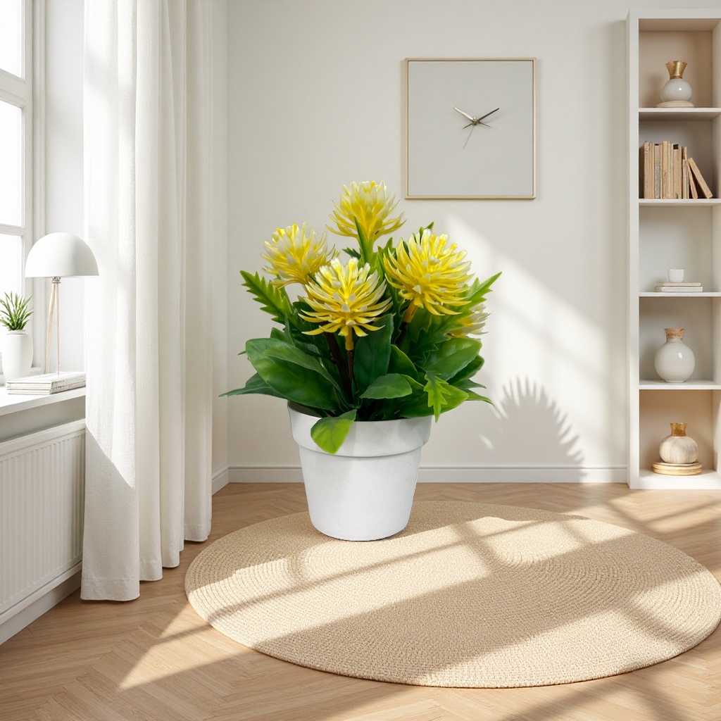 Yellow-flowered potted plants, indoor ornamental green plants, balcony garden decoration Specification image