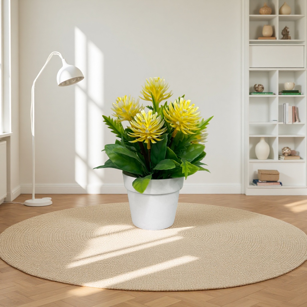 Yellow-flowered potted plants, indoor ornamental green plants, balcony garden decoration Application Scenario