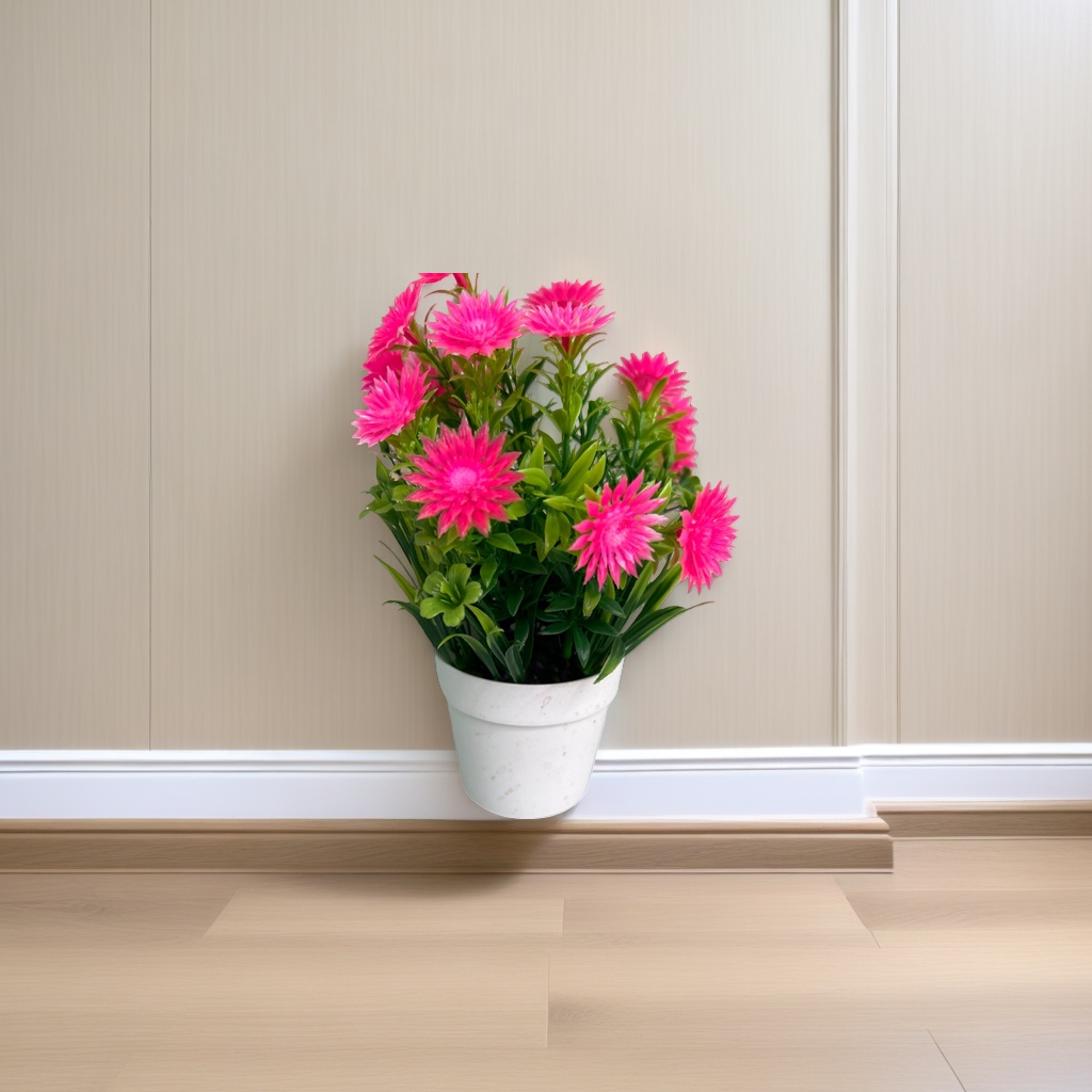 Pink flower potted plants, indoor green plants for decorating the living room and balcony, flower bonsai details Picture
