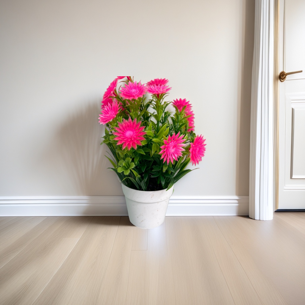 Pink flower potted plants, indoor green plants for decorating the living room and balcony, flower bonsai