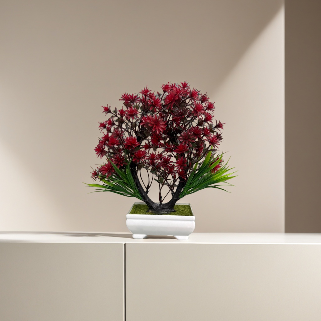 Red-flowered potted plants, indoor ornamental green plants, and balcony flowers are easy to grow details Picture