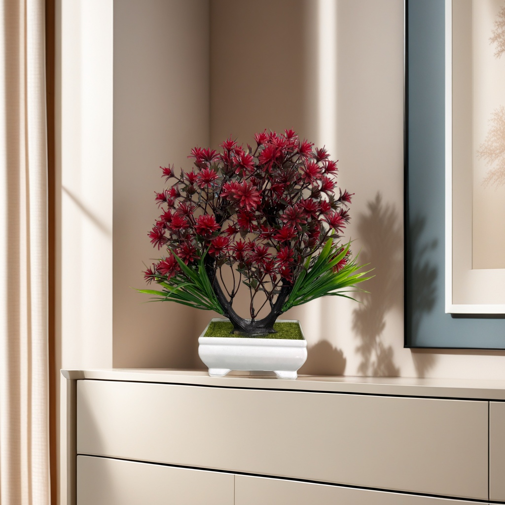 Red-flowered potted plants, indoor ornamental green plants, and balcony flowers are easy to grow
