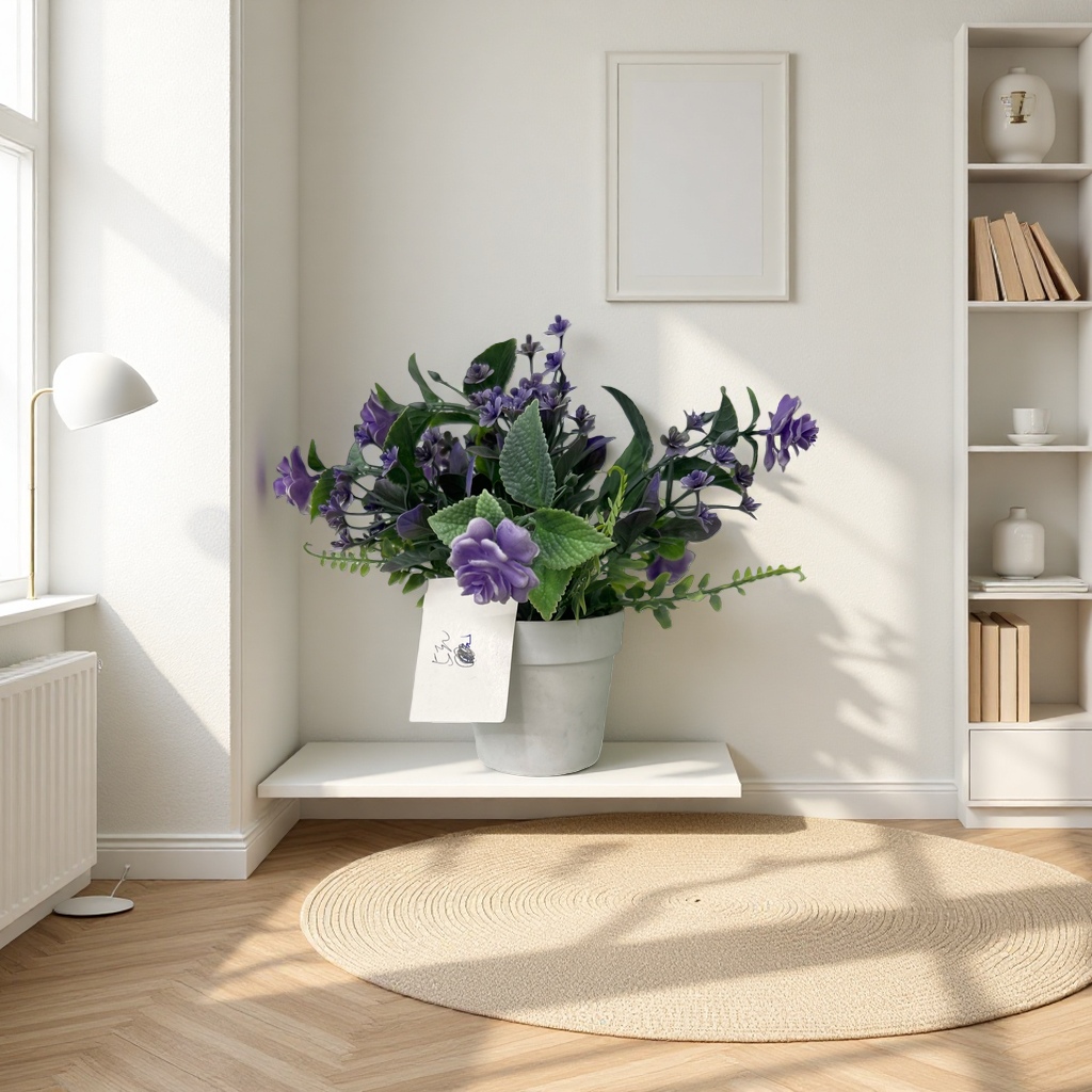 Purple flower potted plants, indoor ornamental green plants, balcony decoration Application Scenario