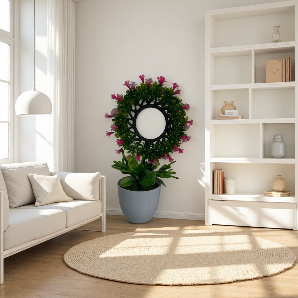 كما ان مزيجا من الازهار المزيَّفة من زهور النوردية المزخرفة في غرفة الجلوس المغطاة بوعاء Specification image