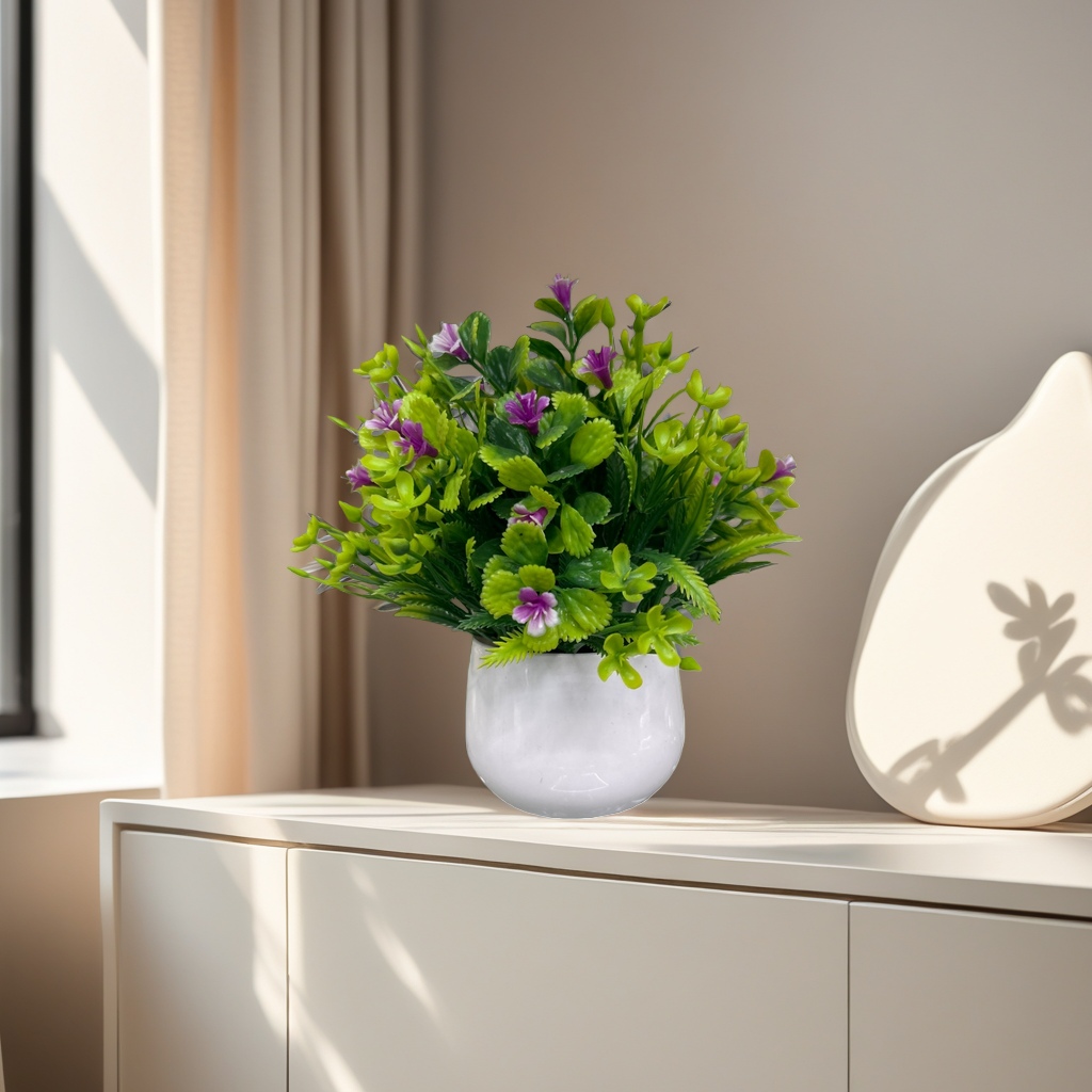 Artificial flower potted plants for living room and bedroom decoration, artificial flowers and green plants ornaments, indoor home gardening details Picture