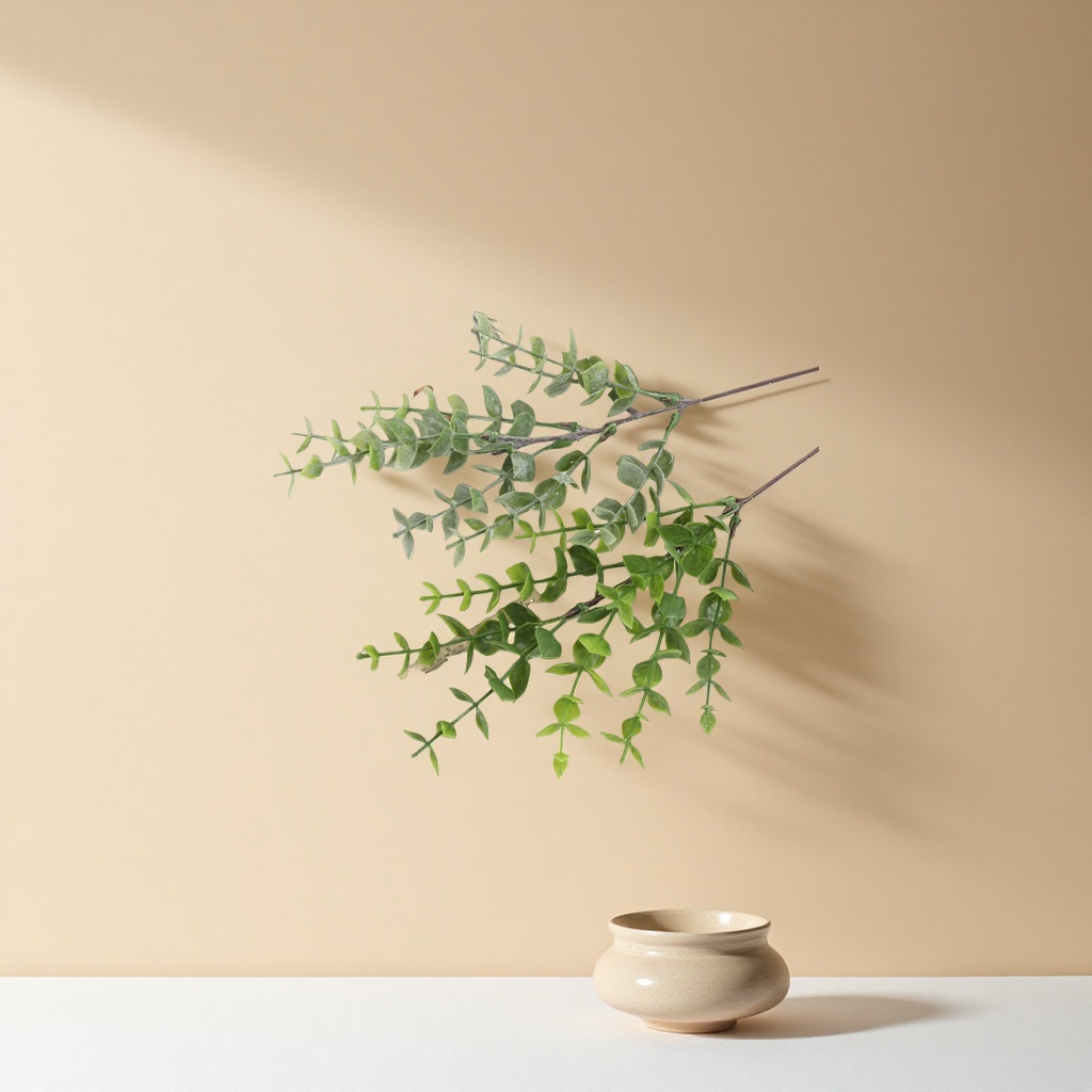 Green plant branch and leaf simulation decorative ornaments, home living room balcony green plant potted plants details Picture