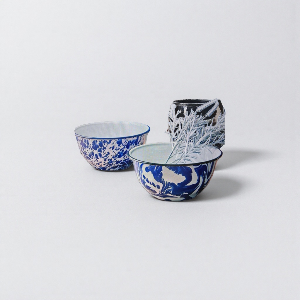Blue and white porcelain patterned ceramic bowls, household tableware, rice bowls, soup bowls, bowl and plate sets