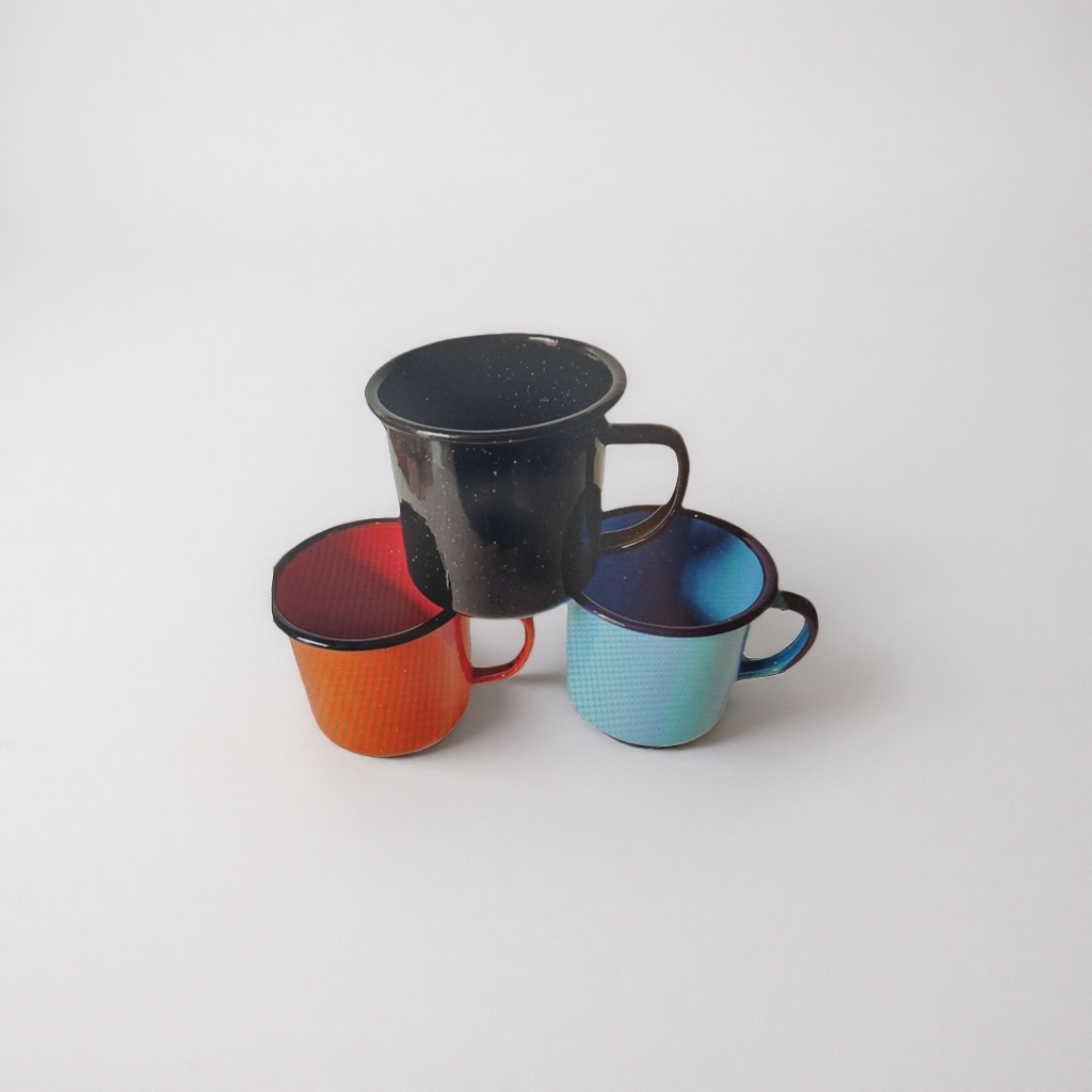 Colored enamel cup, fashionable printed mug, household coffee and tea cup 350ml Specification image