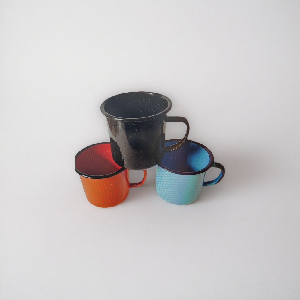 Colored enamel cup, fashionable printed mug, household coffee and tea cup 350ml details Picture