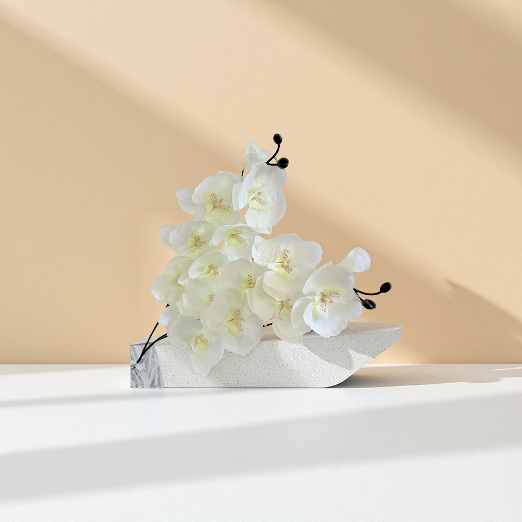 White orchid flower decorative ornaments for indoor home, living room and bedroom, fresh floral art Application Scenario