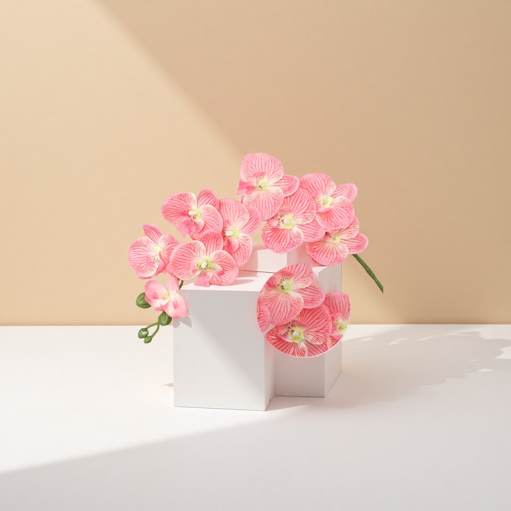 Rosa phalaenopsis bouquet de flores en flor sala de estar balcón decoración maceta details Picture