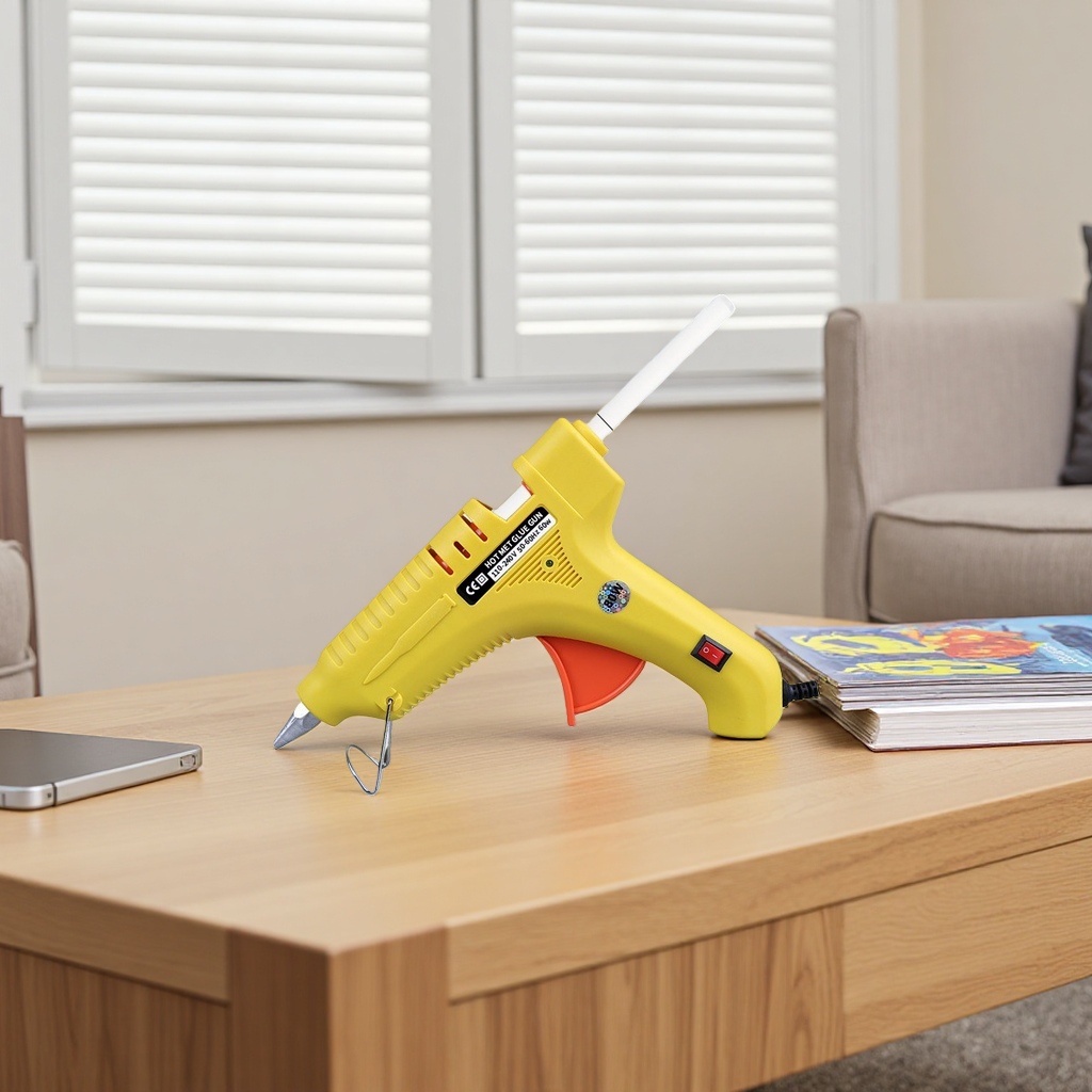 Yellow hot melt glue gun body, rapid heating, constant temperature, handheld industrial-grade glue gun accessories details Picture