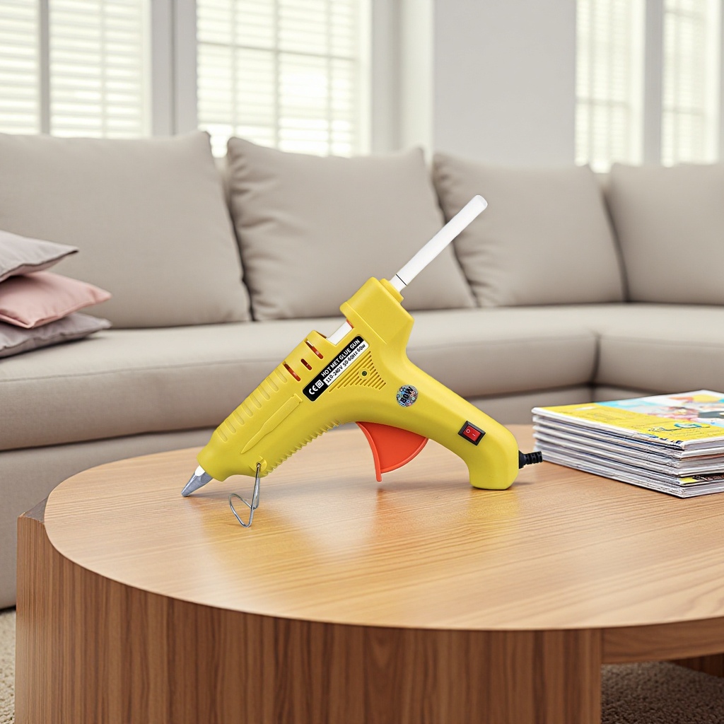 Yellow hot melt glue gun body, rapid heating, constant temperature, handheld industrial-grade glue gun accessories Application Scenario