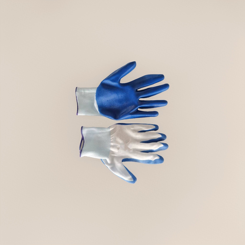 Blue tin-coated gloves, thickened anti-slip and wear-resistant labor protection gloves details Picture