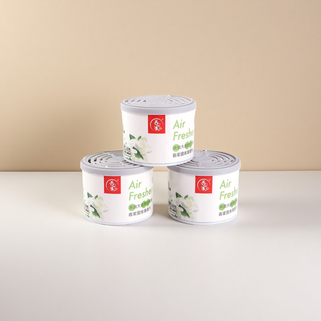 ثلاث علب من معطر هواء أسطواني أبيض صلب، ورق رمادي، علامة علامة تجارية حمراء Specification image