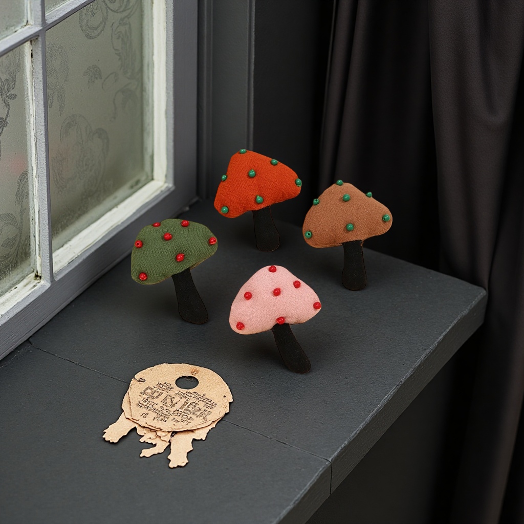 Cute and fun beaded mushroom doll DIY brooch cartoon back mushroom doll brooch details Picture