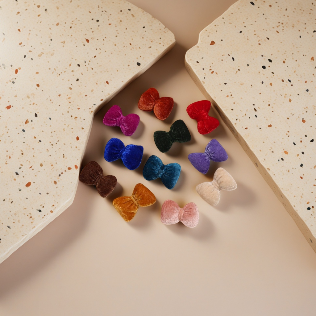 Colorful velvet bow hair accessory, sweet and cute girlish style headwear Specification image