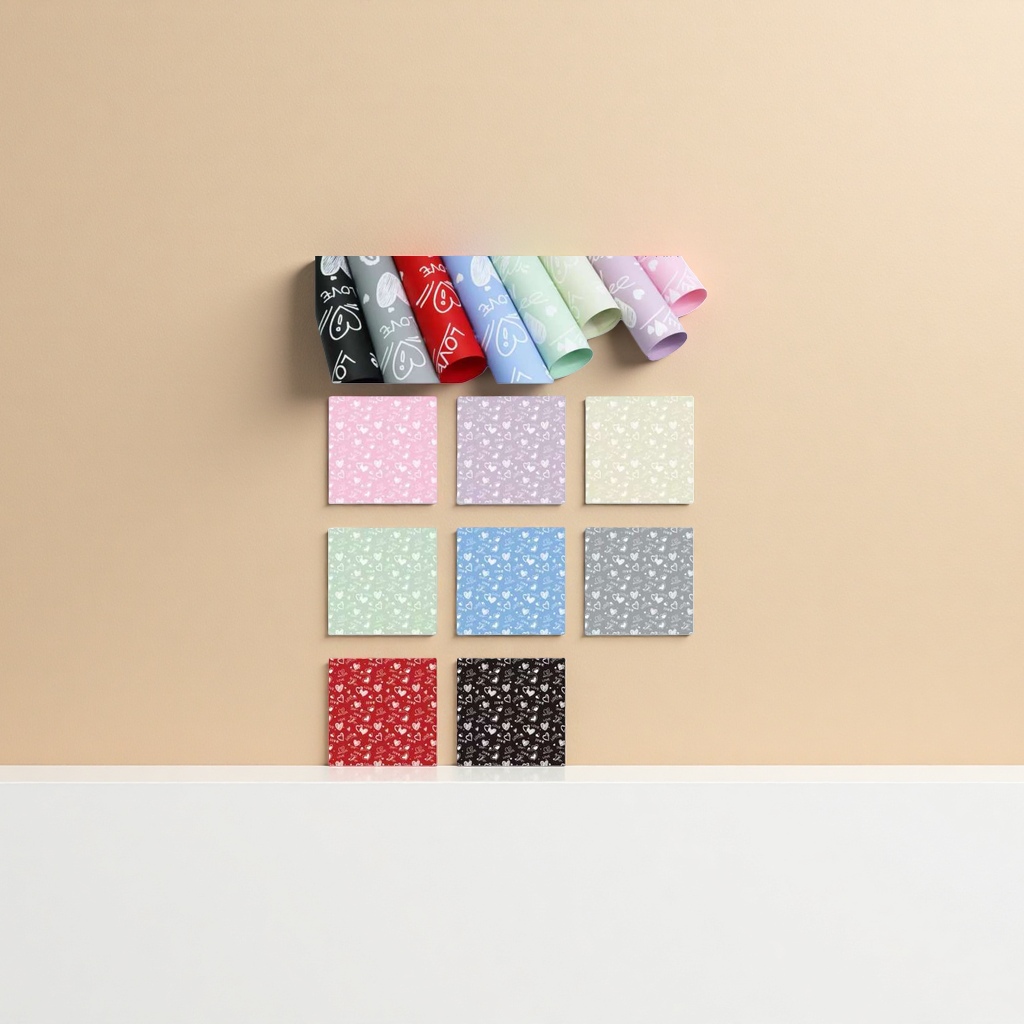 Colored heart-shaped pattern packaging paper, thickened roll paper for general gift decoration details Picture
