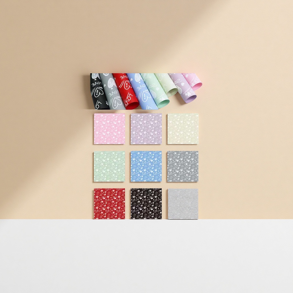 Colored heart-shaped pattern packaging paper, thickened roll paper for general gift decoration Specification image