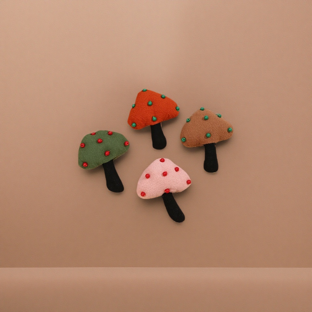 Cute and fun beaded mushroom doll DIY brooch cartoon back mushroom doll brooch Specification image