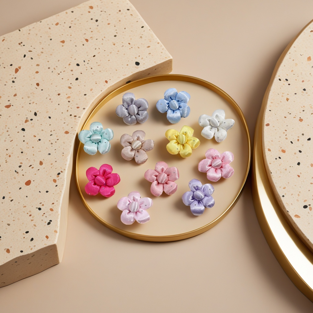 New diamond-encrusted bright silk fabric cotton five-petal flower phone case, bag, pendant and accessory Application Scenario