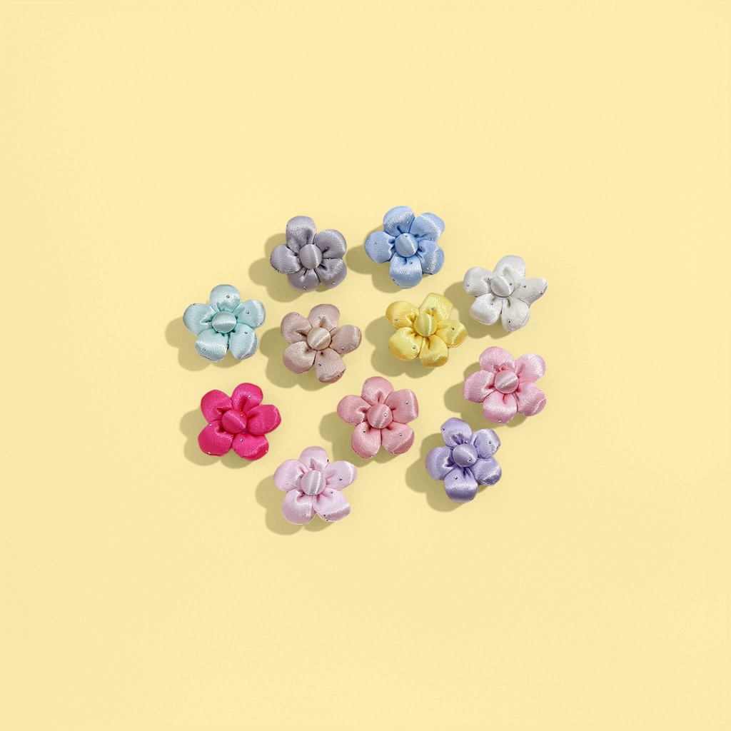 New diamond-encrusted bright silk fabric cotton five-petal flower phone case, bag, pendant and accessory details Picture