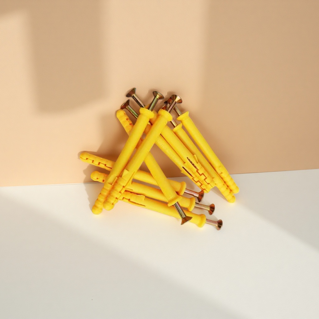 Yellow plastic expansion pipe with screw set, special expansion fasteners for wall fixation Application Scenario