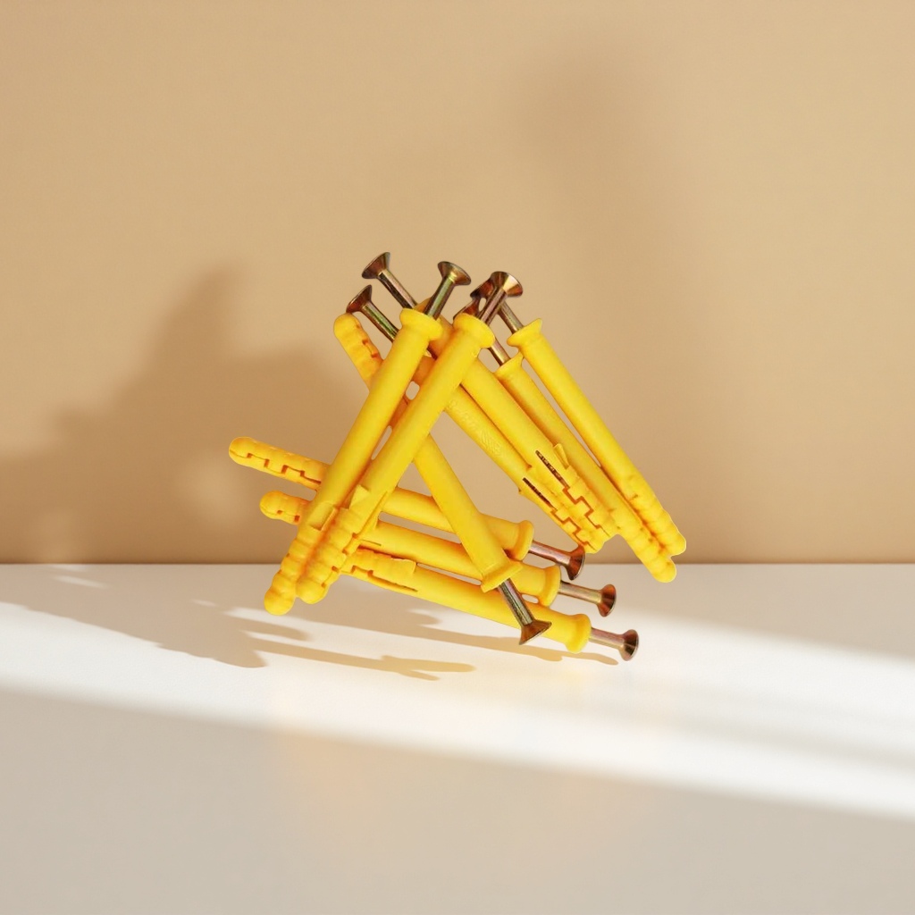 Yellow plastic expansion pipe with screw set, special expansion fasteners for wall fixation Specification image