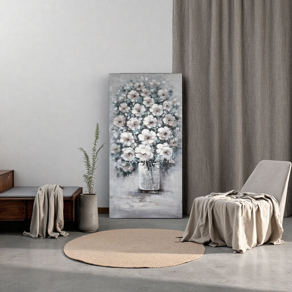 Flower paintings, decorative paintings, living room and bedroom wall paintings, artistic wall decorations, modern simple abstract oil paintings Application Scenario