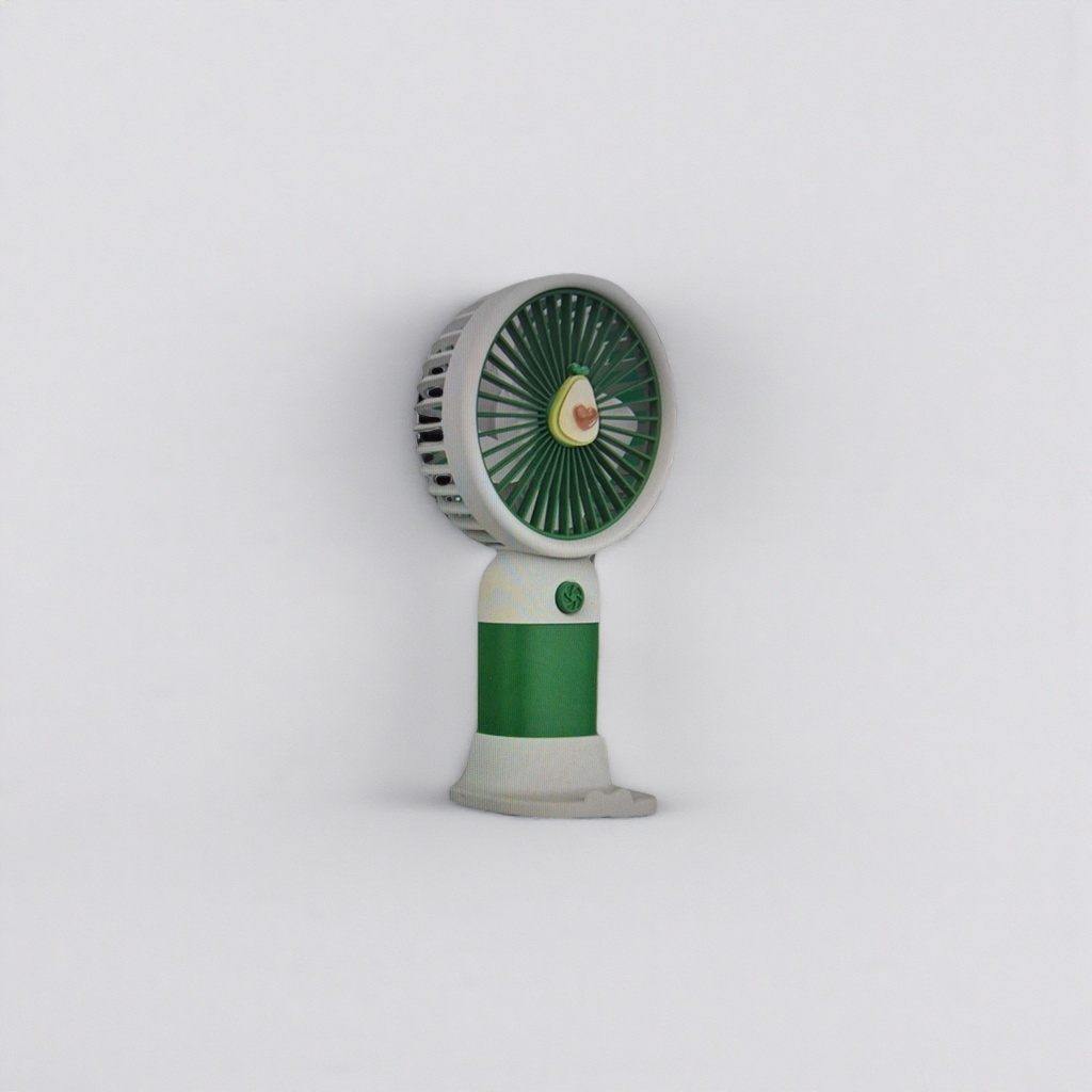 The green avocado-shaped handheld fan is compact, portable, silent and rechargeable