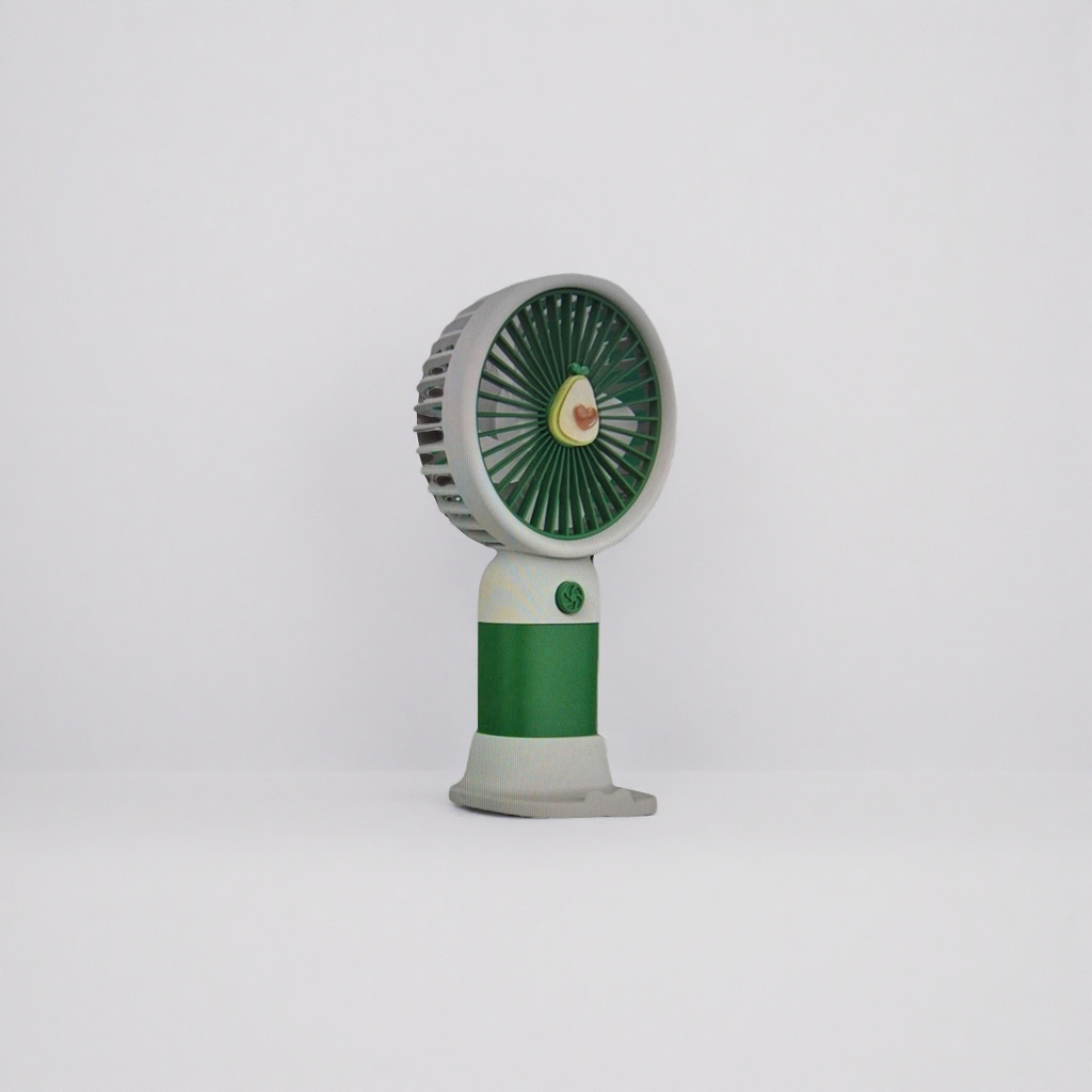 The green avocado-shaped handheld fan is compact, portable, silent and rechargeable Application Scenario