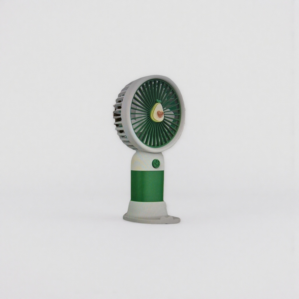 The green avocado-shaped handheld fan is compact, portable, silent and rechargeable Specification image