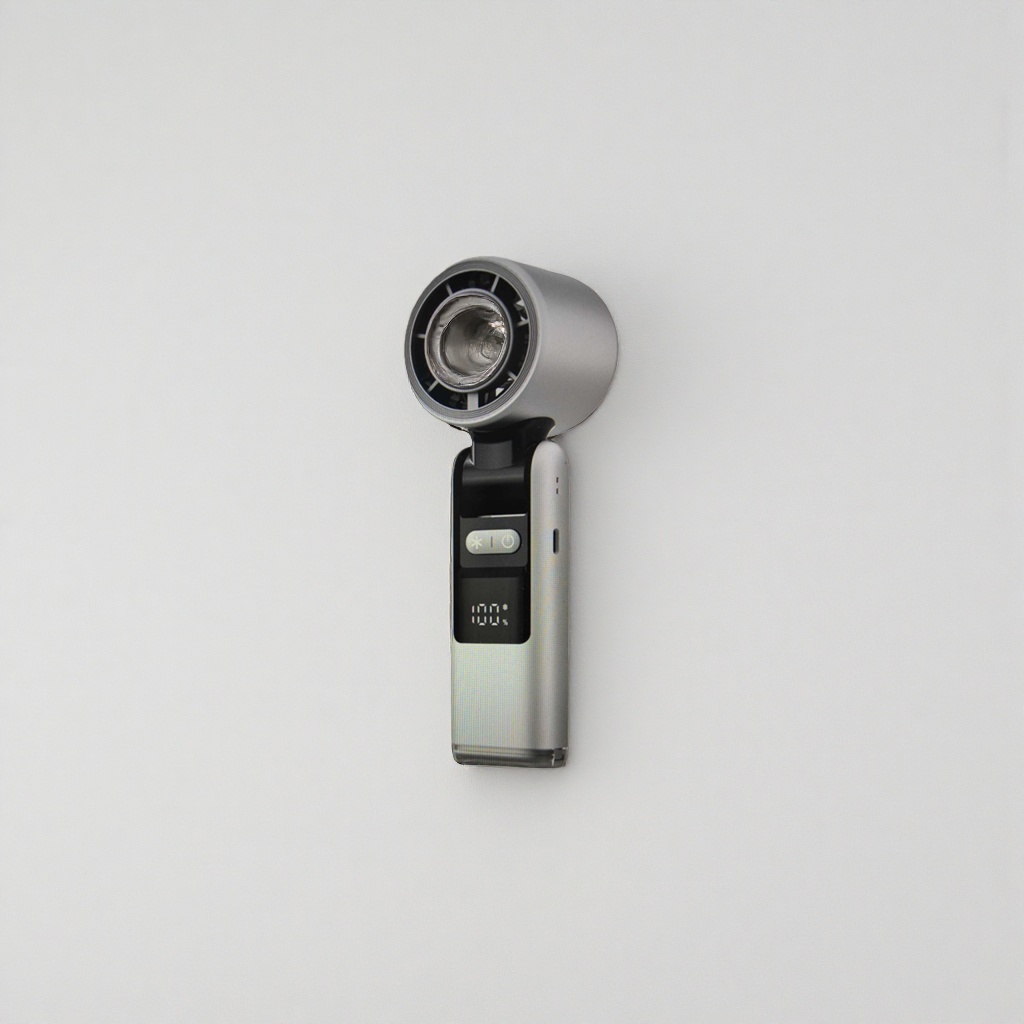 The portable fan is small, quiet, charging, and can be used for both handheld, neck hanging and desktop purposes Specification image