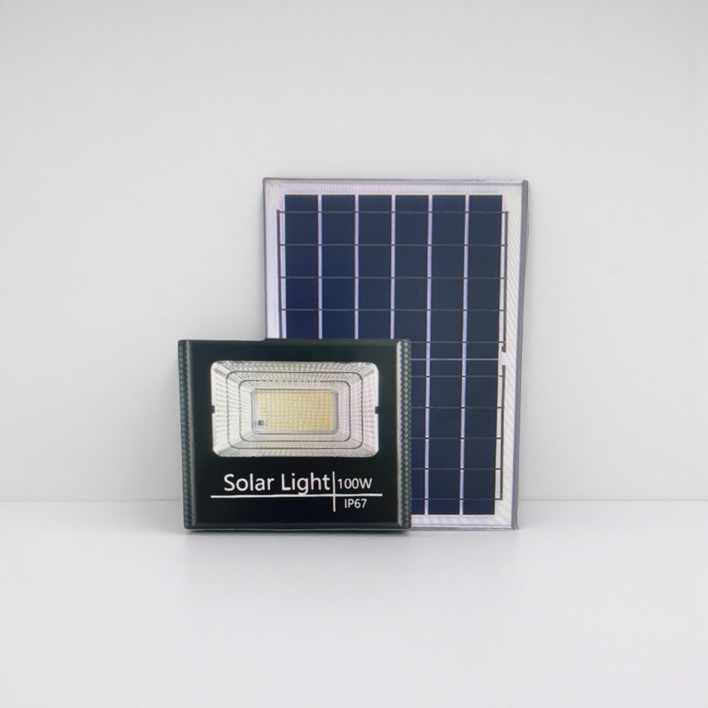100W solar lamp with solar panel for outdoor courtyard lighting, waterproof and energy-saving details Picture