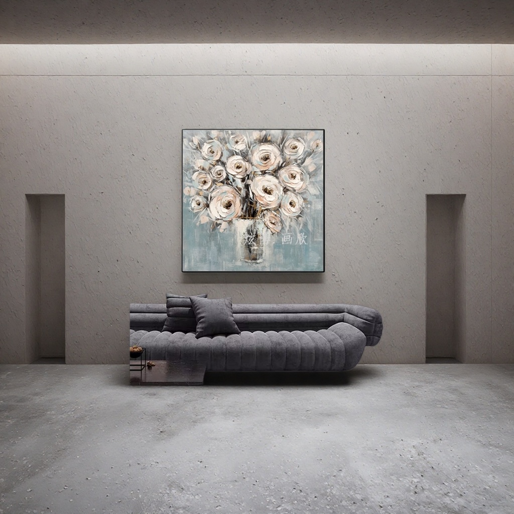 Modern living room decorative paintings, flower oil paintings, wall hangings, Nordic minimalist abstract art wall decorations details Picture