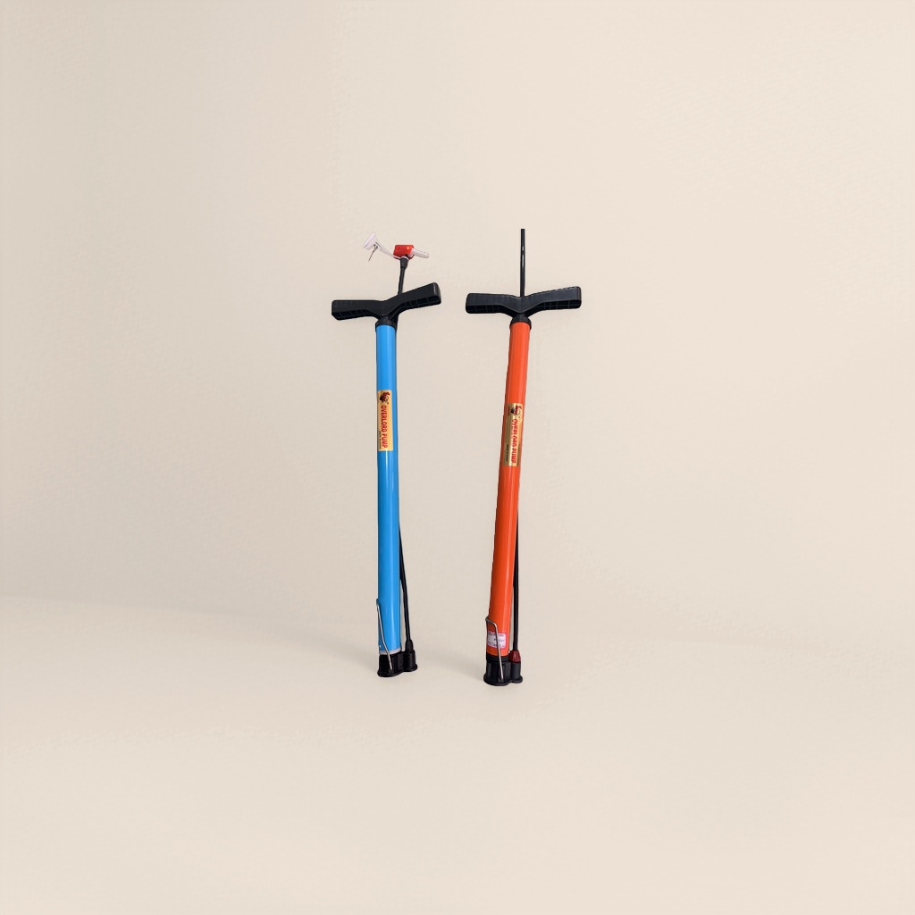 Blue and orange dual-color manual air pump, suitable for bicycles, basketballs and balloons Application Scenario