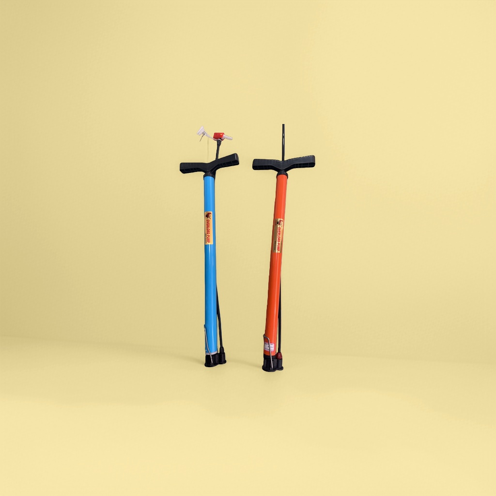 Blue and orange dual-color manual air pump, suitable for bicycles, basketballs and balloons details Picture