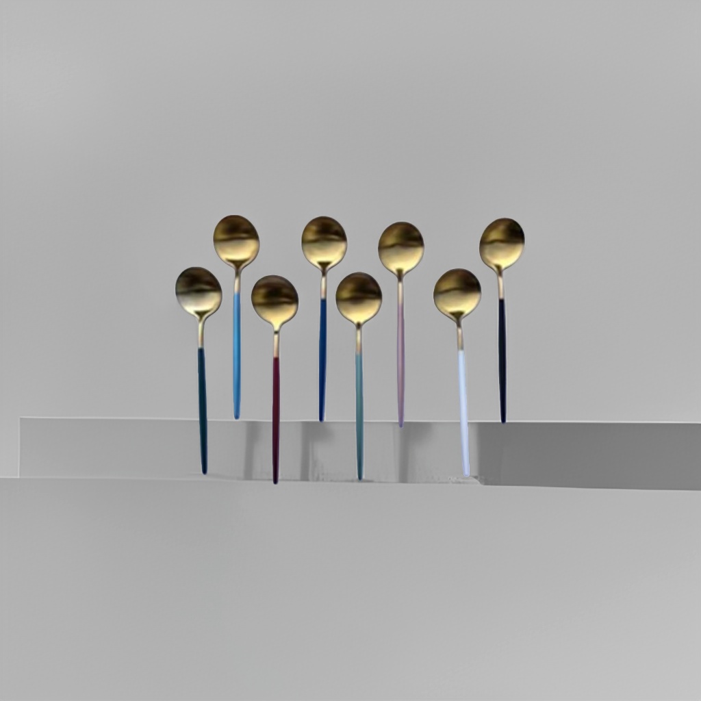 Golden spoon, stainless steel dining spoon, high-end household long-handled soup spoon, kitchen tableware set Application Scenario