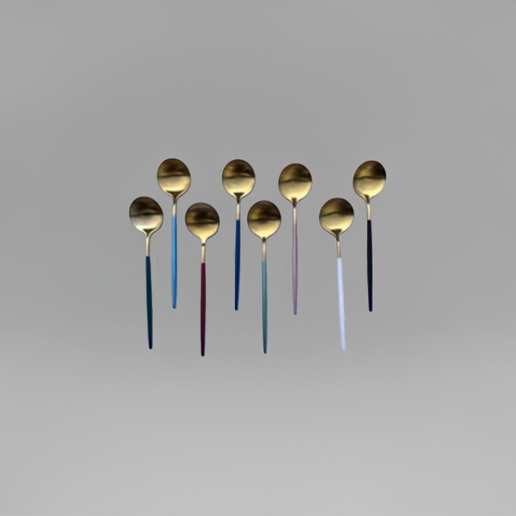 Golden spoon, stainless steel dining spoon, high-end household long-handled soup spoon, kitchen tableware set Specification image