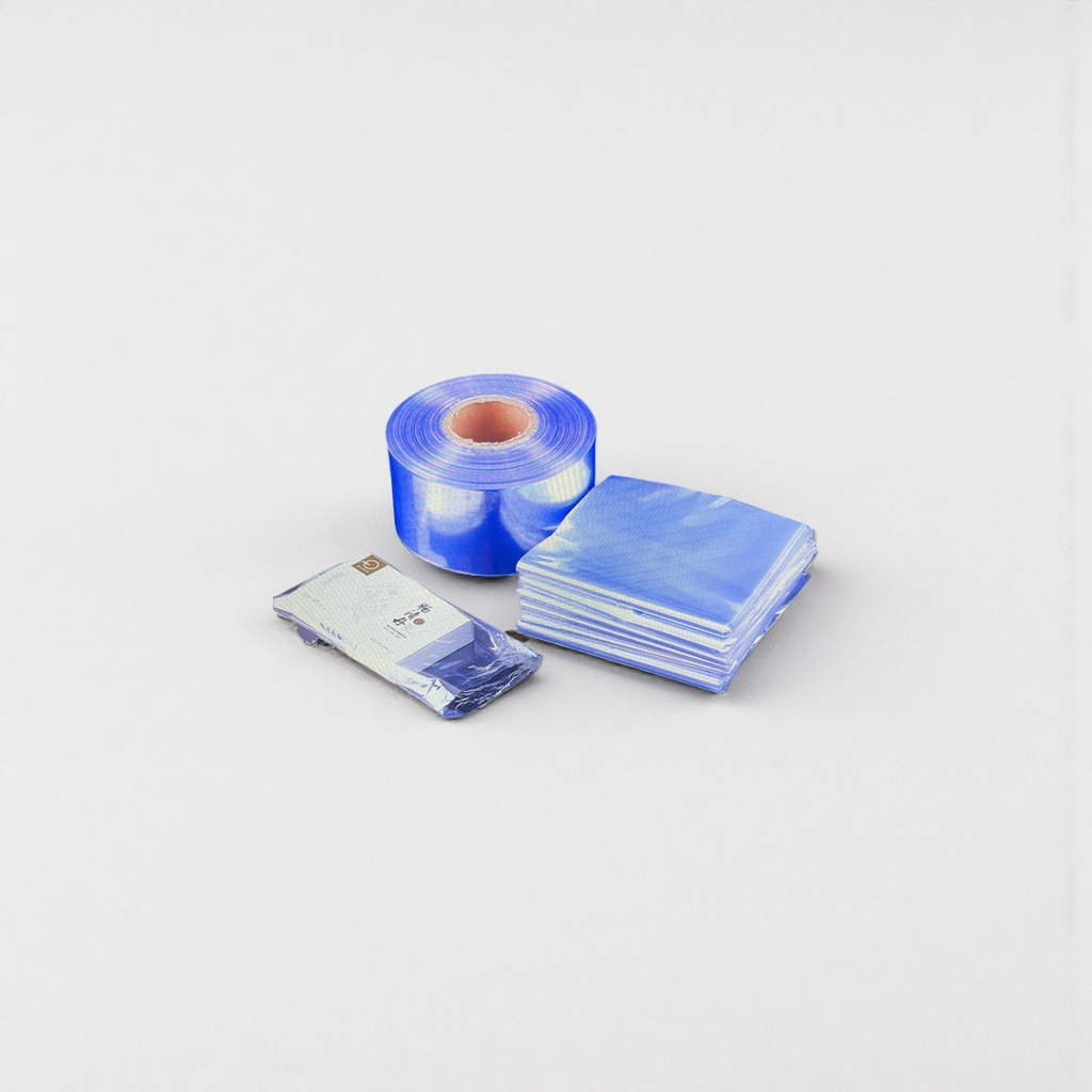 Blue roll-shaped plastic film stacked plastic bag packaging box moisture-proof sealing film details Picture