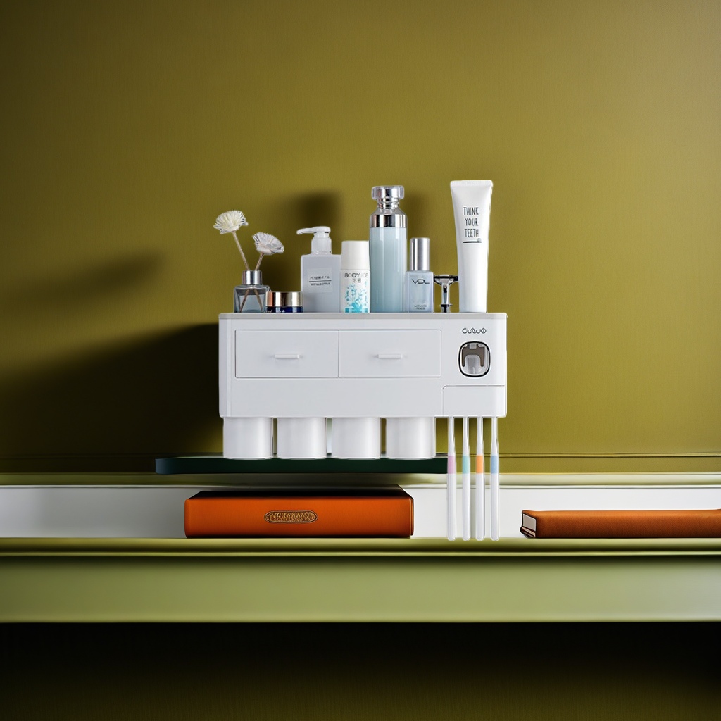 Estante de almacenamiento de baño estante sin perforación toalla de baño estante colgante toalla de baño estante de almacenamiento multicapa Application Scenario