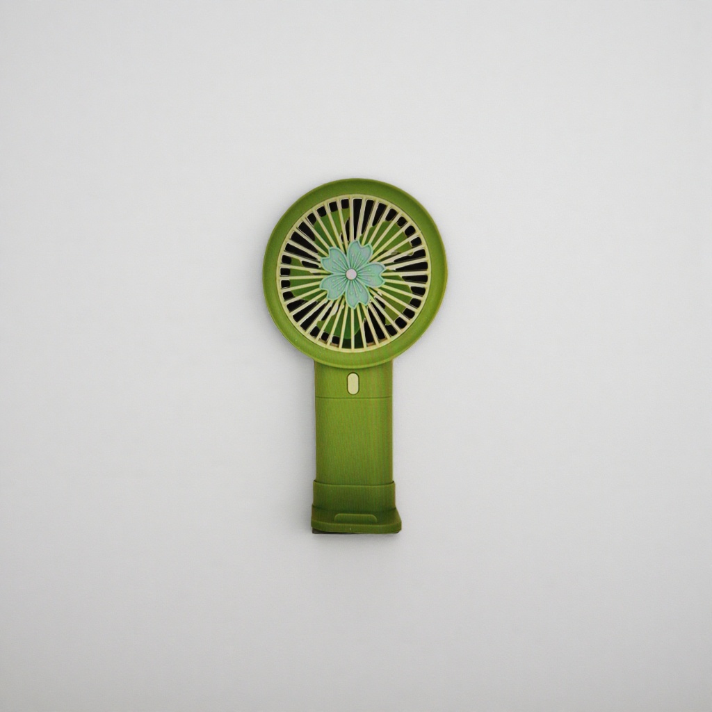 The main body of the green handheld fan is a portable, silent and charging small fan for home use Application Scenario