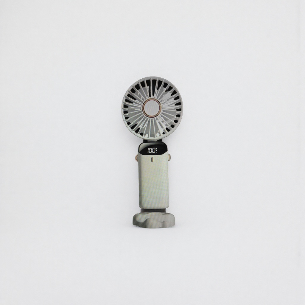 The portable handheld fan is lightweight, quiet and features USB charging details Picture