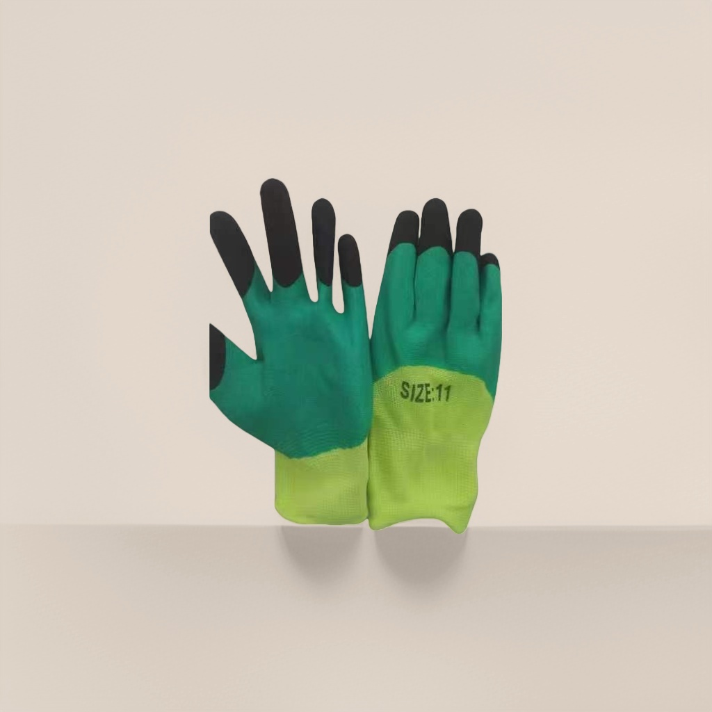 Breathable fluorescent green anti-slip thickened labor protection gloves with added fingers Specification image
