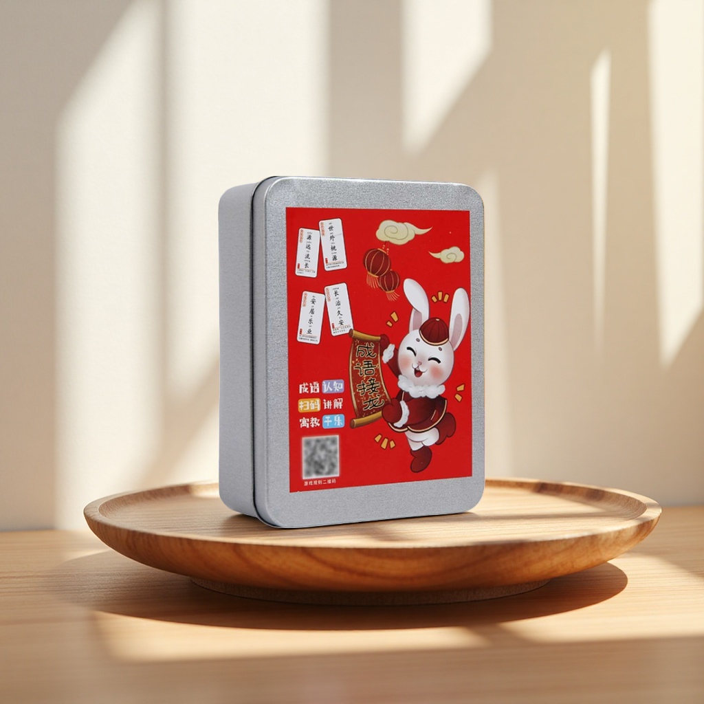 The idiom chain card game in a metal box is an educational card game for parent-child interaction Specification image