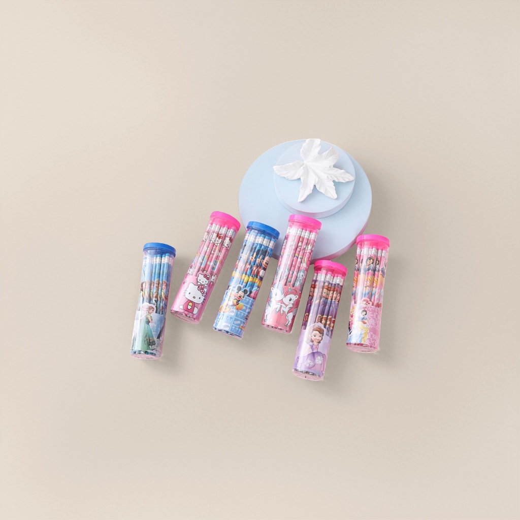 New cartoon 30-piece set, cute cartoon tube pencils, children's learning supplies, primary school students' pencils, creative prizes